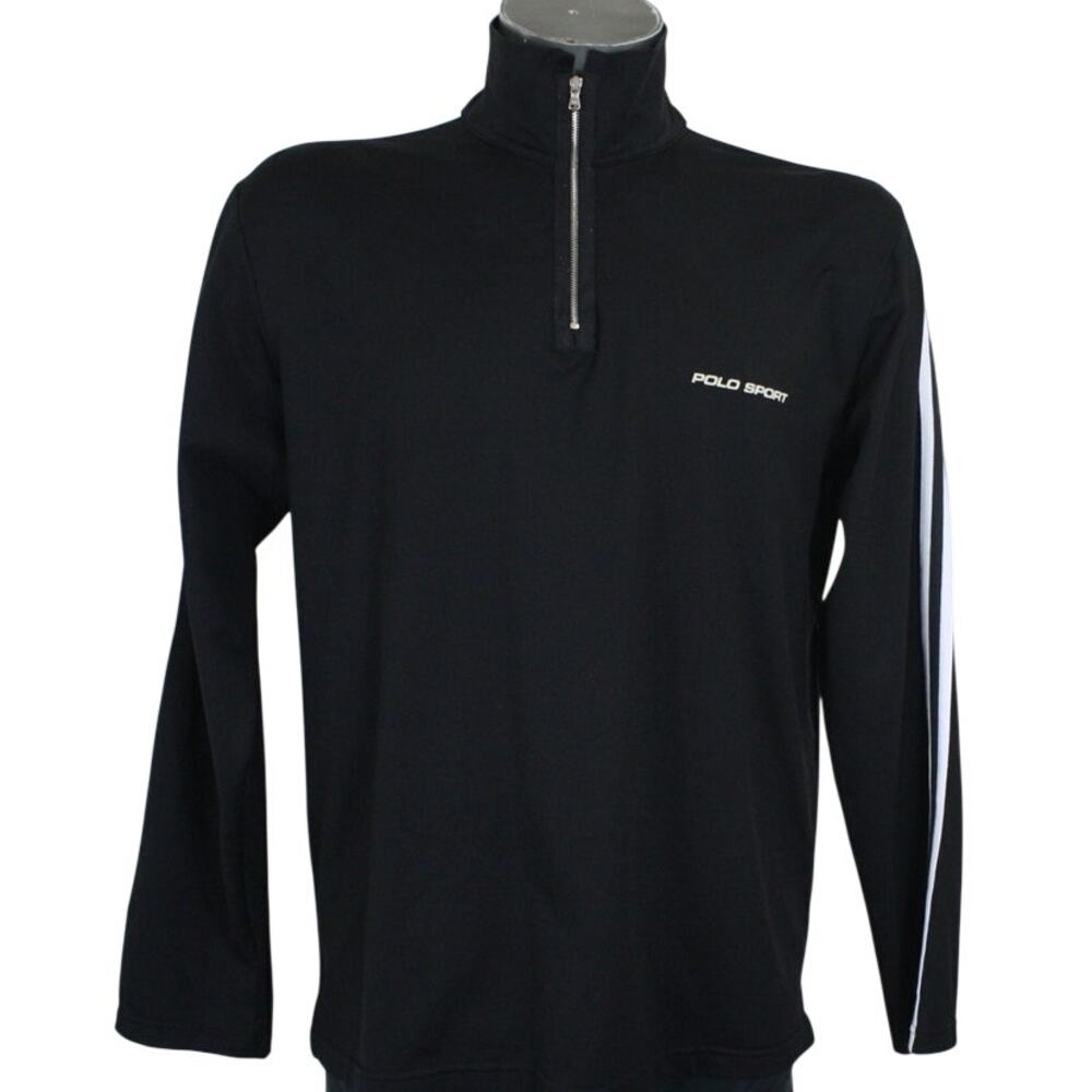 Vintage 90s Ralph Lauren Polo Sport Spell Out 1/4 Zip Stripe Sleeve Performance